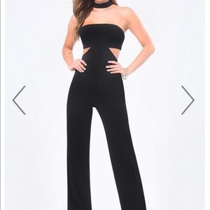 Bebe jumpsuit with choker and side cutouts